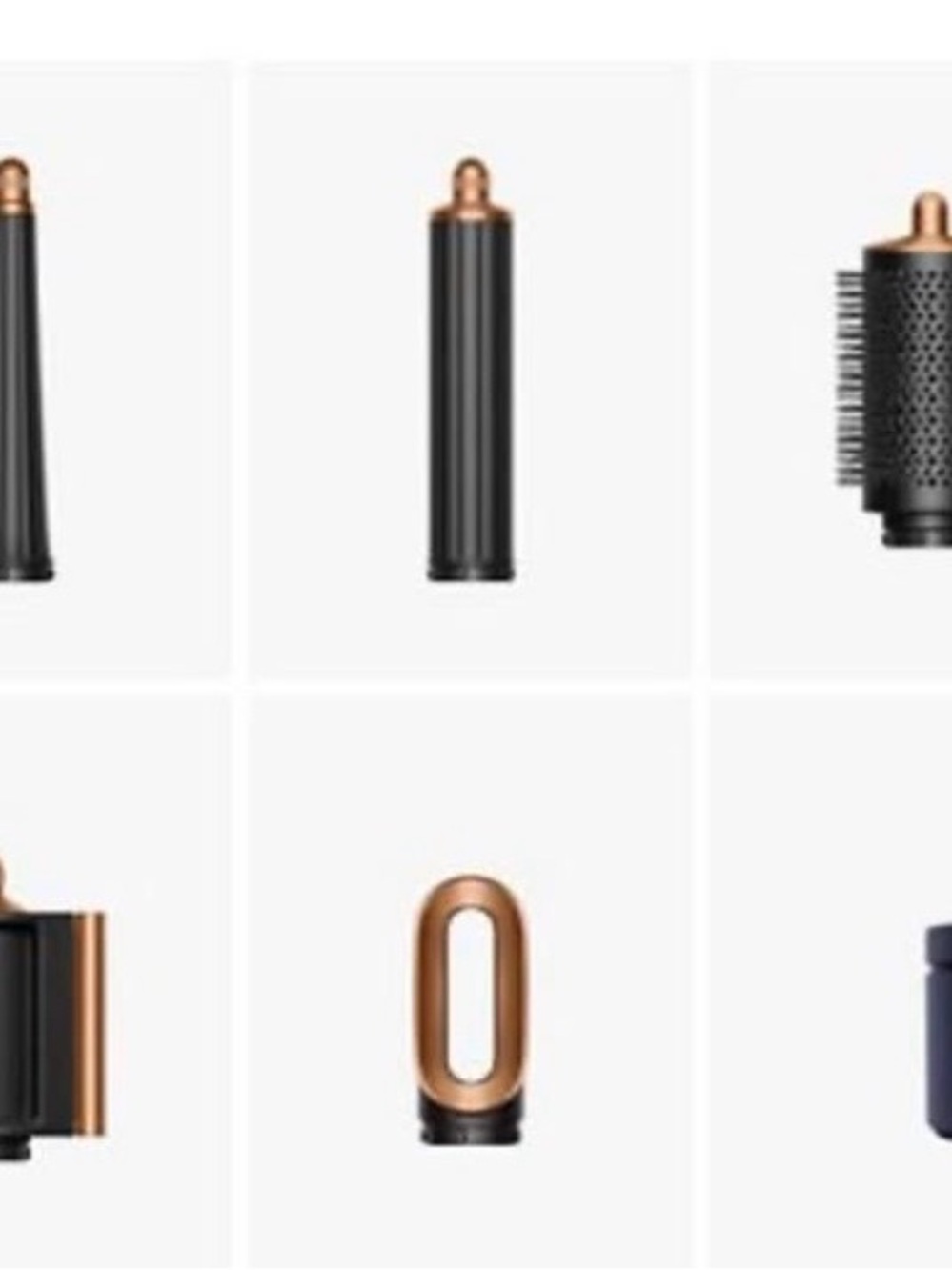 Dyson multi-attachment hair styling kit in black and copper
